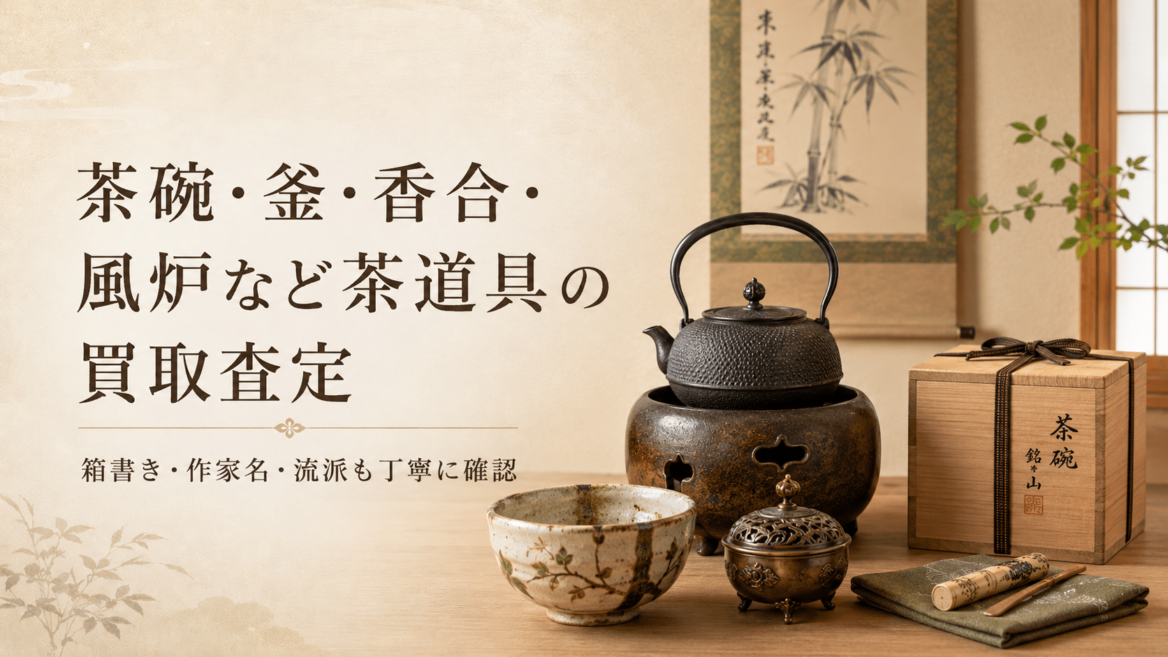 茶碗・釜・香合・風炉など茶道具の買取査定