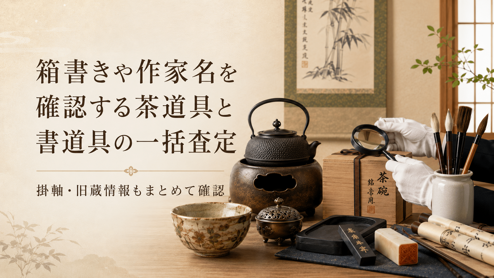 箱書きや作家名を確認する茶道具と書道具の一括査定